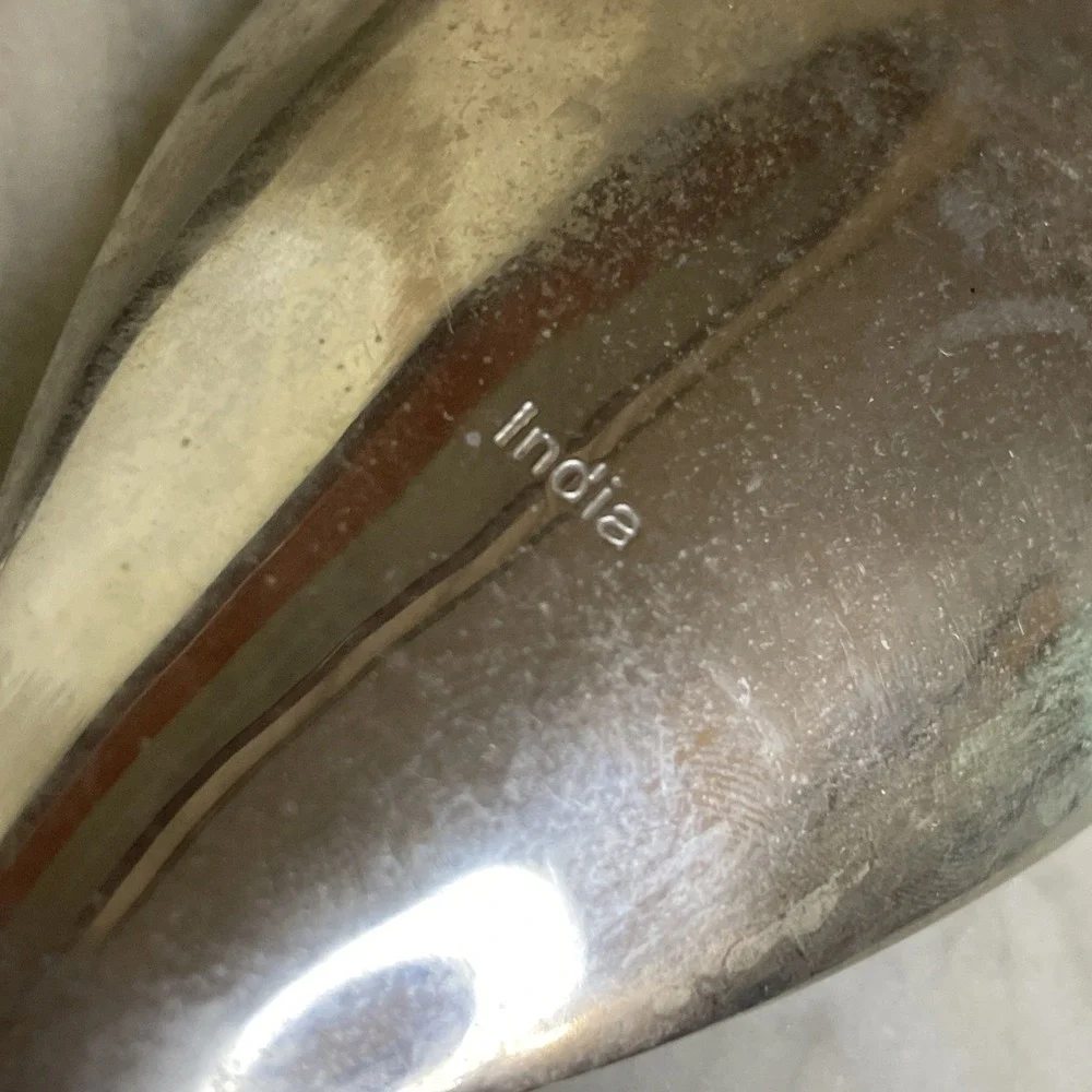 Vintage pair of‎ serving spoons metal with wood handle India